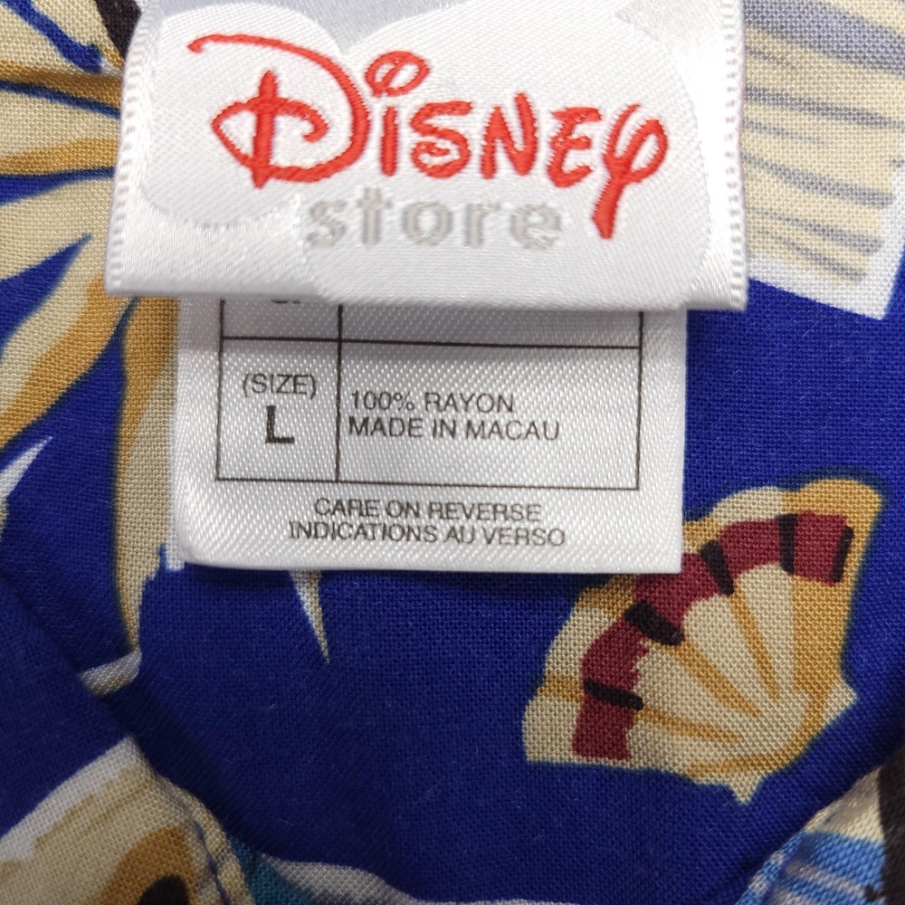 Disney Store Shirt Mens Large Blue Hawaiian Mickey Minnie Short Sleeve Button Up - Picture 4 of 10